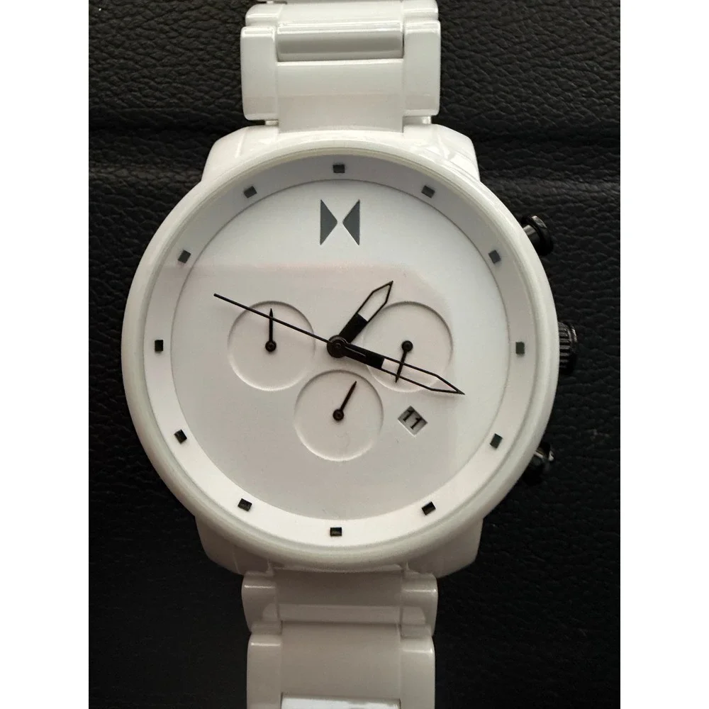 MVMT Chrono White Ceramic Mens Watch 45mm Chronograph 28000122 Stainless Steel